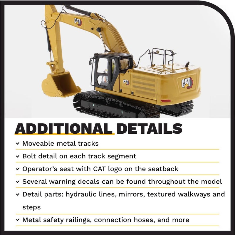 Diecast Masters 1:50 Caterpillar 336 Next Generation Hydraulic Excavator Model Toy - Image 5